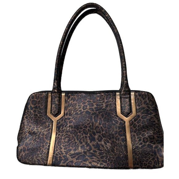 Hobo The Original Brown Leopard Cheetah Print Leather Purse Handbag Bag - Picture 3 of 13